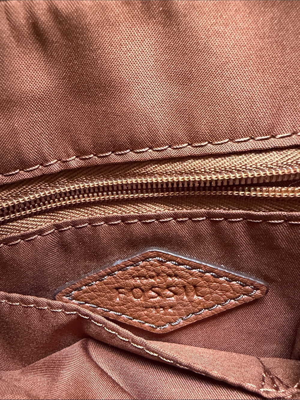Fossil Brown/Tan Pebbled Leather Crossbody Bag - Picture 4 of 6